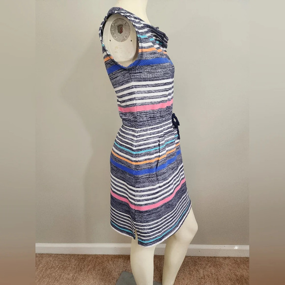 T By Talbots Multicolor striped shift dress comfy Elastic waist women's XS - Picture 4 of 10